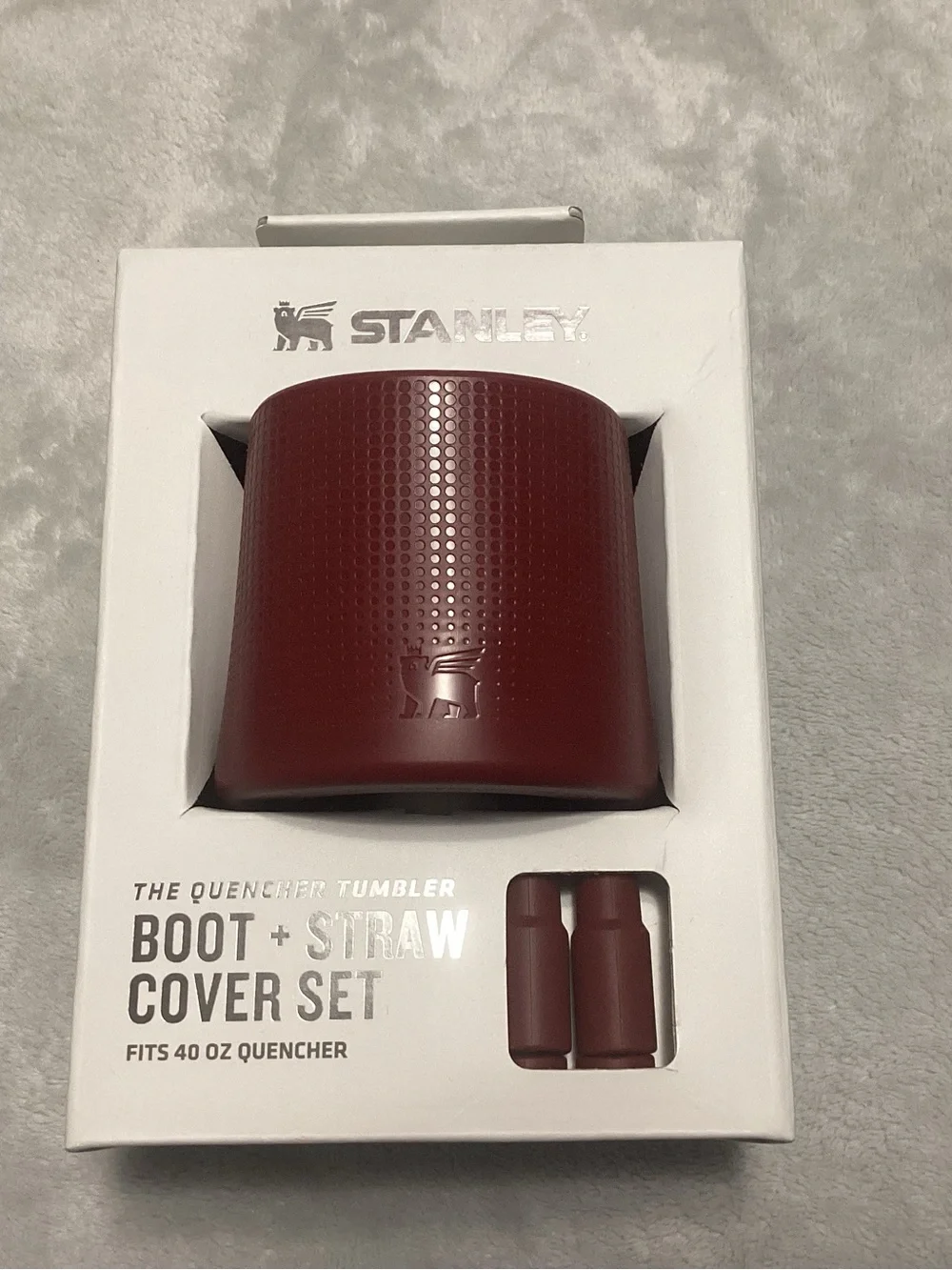 Stanley White Boot + Straw Cover Set for 40 oz Quencher in Cranberry